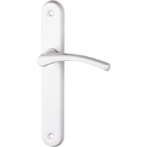 Poignée de porte Poly entraxe 195 bec de cane blanc alu  - INVENTIV