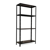 Etagère 4 plateaux métal/bois 30x75xH.150cm noir - INVENTIV