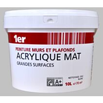 Peinture murs et plafonds acrylique mat blanc 10L - 1ER