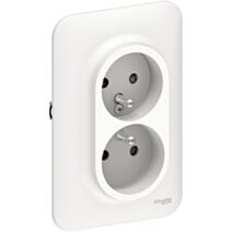 Double prise avec terre verticale Ovalis blanc - SCHNEIDER ELECTRIC