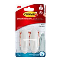 Crochet adhésif plastique blanc design Moyen modèle - 3M