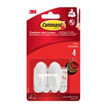 Crochet design blanc plastique PM - 3M COMMAND